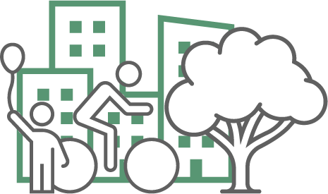 Icon lebenswerte Quartiere entwickeln
